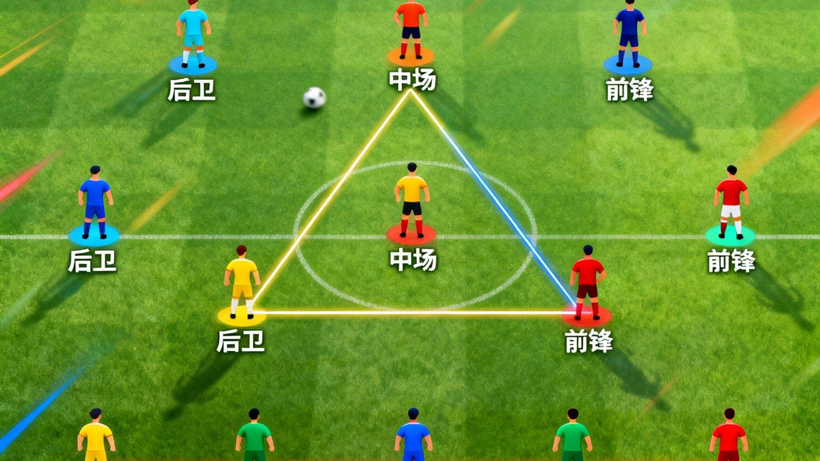 足球战术阵型模拟动画展示4-3-3阵型
